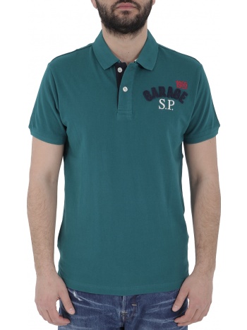 μπλούζα polo garage fifty 5 με απλικέ κεντημένα γράμματα σε προσφορά
