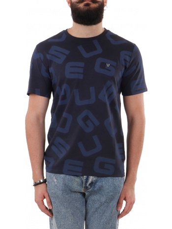 μπλούζα κοντομάνικη guess allover logo m0yi84i3z00-blue σε προσφορά