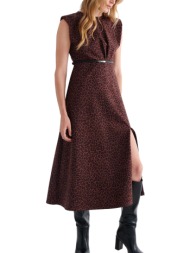 φόρεμα attrattivo μίντι αμάνικο λεοπάρ 9923832-merlot γυναικείο