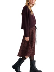 φούστα attrattivo μίντι λεοπάρ με ζώνη 9923833-merlot γυναικείο