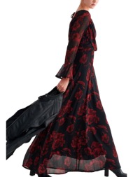 φόρεμα attrattivo maxi φλοράλ με v λαιμόκοψη 9924179-black γυναικείο