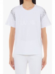 μπλούζα κοντομάνικη liu jo με στρας στα μανίκια ca3418j5003-s9335