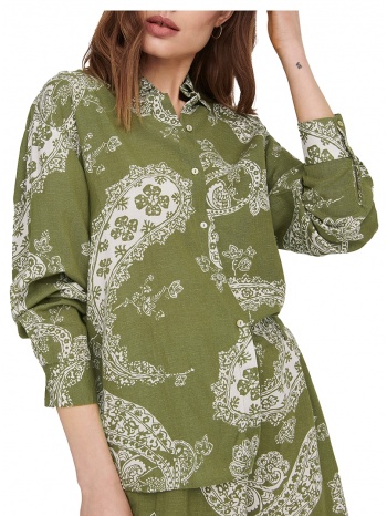 πουκάμισο μακρυμάνικο only onlbella linen 15289378-olive σε προσφορά