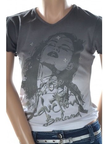 μπλούζα κοντομάνικη m-one miss one v λαιμόκοψη σε προσφορά