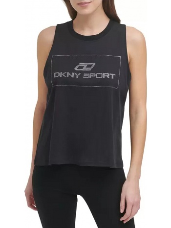 μπλούζα αμάνικη dkny sport logo με στράς dp1t8118-blk σε προσφορά