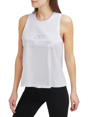 μπλούζα αμάνικη dkny sport logo με στράς dp1t8118-wht σε προσφορά