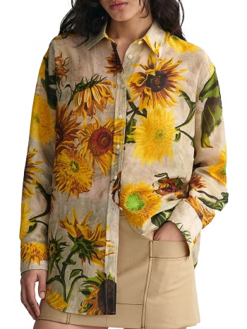 πουκάμισο μακρυμάνικο gant rel cot silk sunflower print σε προσφορά