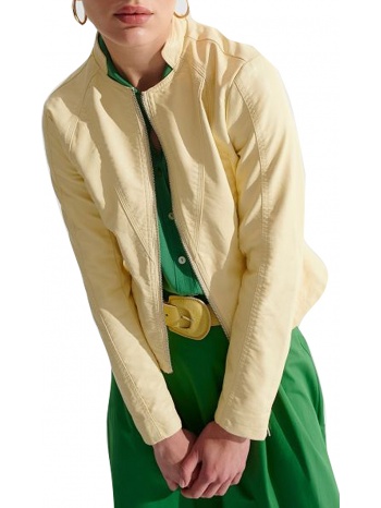 μπουφάν ale δερματίνη με φερμουάρ 8913631-lemon cream