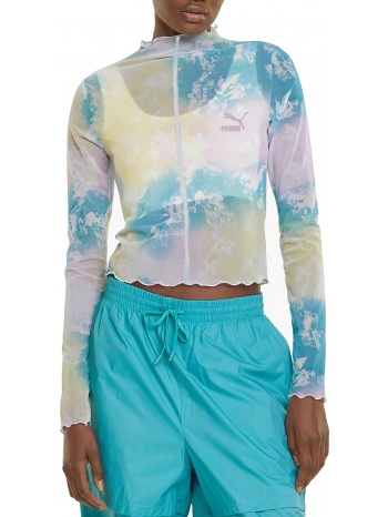 μπλούζα μακρυμάνικη puma crystal g. aop longsleeve fitted σε προσφορά
