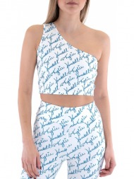 top kendall + kylie k&k w logo allover one shoulder kkw3611631-white petrol