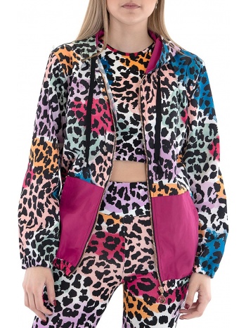 μπουφάν kendall + kylie animal print windbreaker hoody