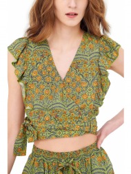 top funky buddha cropped εμπριμέ fbl005-131-17-warm olive