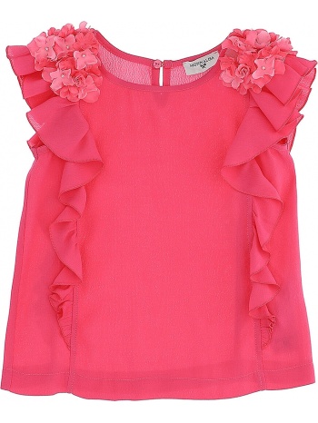 μπλούζα κοντομάνικη monnalisa με λουλούδια στους ώμους σε προσφορά