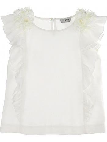 μπλούζα κοντομάνικη monnalisa με λουλούδια στους ώμους σε προσφορά