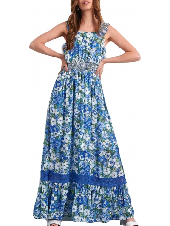 φόρεμα attrattivo φλοράλ με σφηκοφωλιά 9914411-multicolor