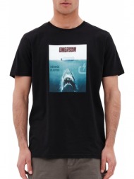 μπλούζα κοντομάνικη emerson με τύπωμα `reduce plastic` 221.em33.51-black