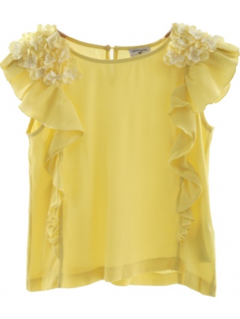 μπλούζα κοντομάνικη monnalisa με λουλούδια στους ώμους σε προσφορά