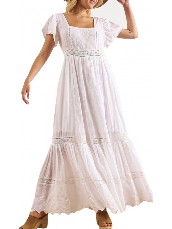 φόρεμα attrattivo μακρύ με κοντό μανίκι 9914428-white