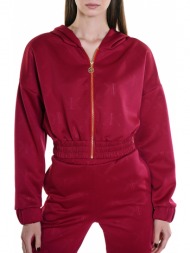 ζακέτα kendall + kylie embossed logo zip cropped kkw3701604-orchid