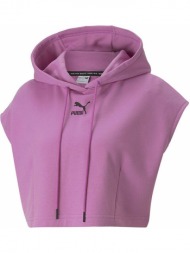 μπλούζα μακρυμάνικη puma φουτερ dare to hooded cropped vest 535624-50
