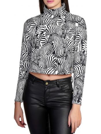 μπλούζα μακρυμάνικη kendall + kylie zebra b&w turtleneck σε προσφορά