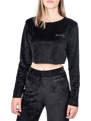 μπλούζα μακρυμάνικη kendall + kylie velour uneven σε προσφορά