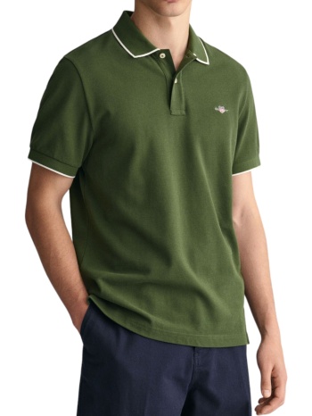 μπλούζα polo gant framed tipping 2013014-313-pine green σε προσφορά