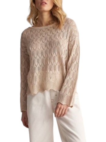 μπλούζα μακρυμάνικη attrattivo πλεκτή 9p20752-natural