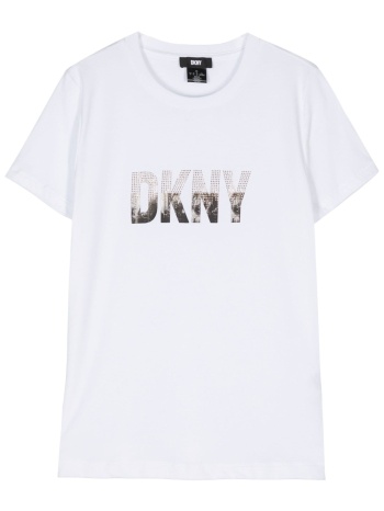 μπλούζα κοντομάνικη dkny logo με στρας p4dhjwna-wht σε προσφορά