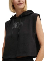 μπλούζα κοντομάνικη dkny με κουκούλα και λογότυπο με στρας dp4t9673-blk γυναικείο