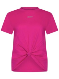 μπλούζα κοντομάνικη dkny με logo και δέσιμο μπροστά dp4t9994-fq4-orchid glow γυναικείο