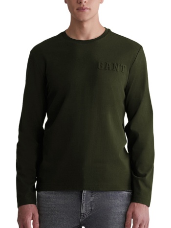 μπλούζα μακρυμάνικη gant embossed 2003268-351-dark earthy σε προσφορά