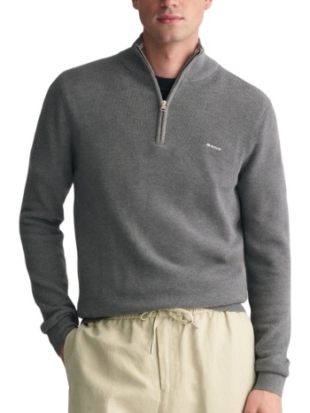 πουλόβερ gant pique half zip 8040523-092-dark grey melange σε προσφορά