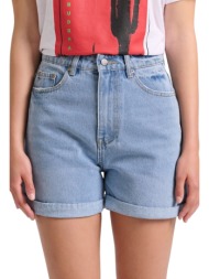 σορτς funky buddha τζιν με ρεβέρ fbl009-168-03-lt blue γυναικείο