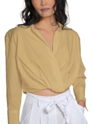 πουκάμισο μακρυμάνικο kendal + kylie cropped v neck kkw3814105-w38110 γυναικείο