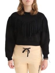 μπλούζα μακρυμάνικη kendal + kylie fringe crew neck sheatshirt kkw3911619-black γυναικείο