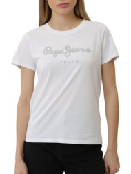 μπλούζα κοντομάνικη pepe jeans drop 0 hailey pl505749-800-white γυναικείο