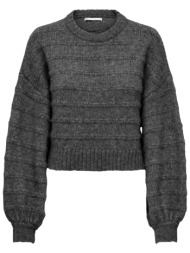 πουλόβερ only celina life cropped o-neck 15294807-dark grey melange γυναικείο