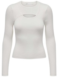 μπλούζα μακρυμάνικη only onlashley peakaboo o-neck 15300390-cloud dancer γυναικείο