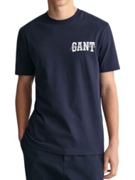 μπλούζα κοντομάνικη gant logo 2033016-433-evening blue ανδρικό