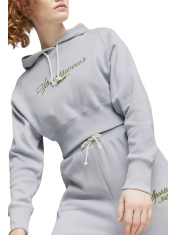μπλούζα μακρυμάνικη puma classics + relaxed cropped hoodie σε προσφορά