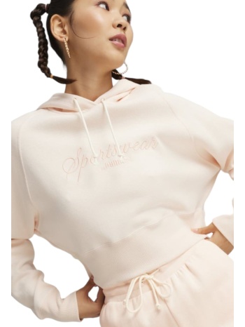 μπλούζα μακρυμάνικη puma classics + relaxed cropped hoodie σε προσφορά