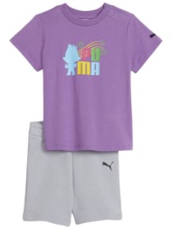 αθλητικό σετ puma x trolls minicats tee & shorts 624839-63 unisex παιδικό