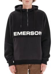 μπλούζα μακρυμάνικη emerson half zip sweatshirt 232.em20.29-black ανδρικό