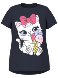 μπλούζα κοντομάνικη name it nmfvix 13228145-dark sapphire-cat κορίτσι