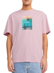 μπλούζα κοντομάνικη jack & jones jorvesterbro picture sn 12250421-pink nectar ανδρικό