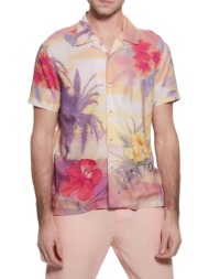 πουκάμισο κοντομάνικο guess eco rayon m3gh42wd4z2-p31w ανδρικό