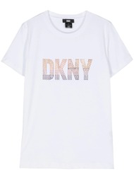 μπλούζα κοντομάνικη dkny logo με στρας p4dhewna-wht γυναικείο