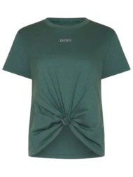 μπλούζα κοντομάνικη dkny με logo και δέσιμο μπροστά dp4t9994-spr-spruce γυναικείο