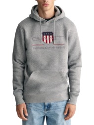 μπλούζα μακρυμάνικη gant reg archive shield hoodie 2047082-093-grey melange ανδρικό